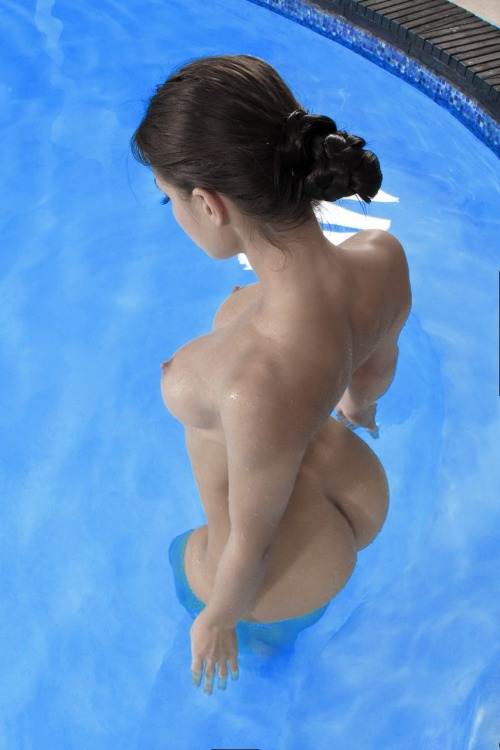 Back yard wife pool skinny dipping