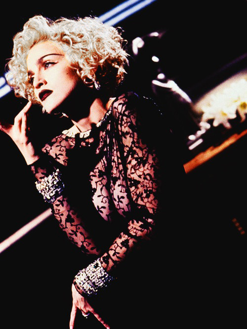 Madonna drenched in diamonds and black lace while filming the Vogue ...
