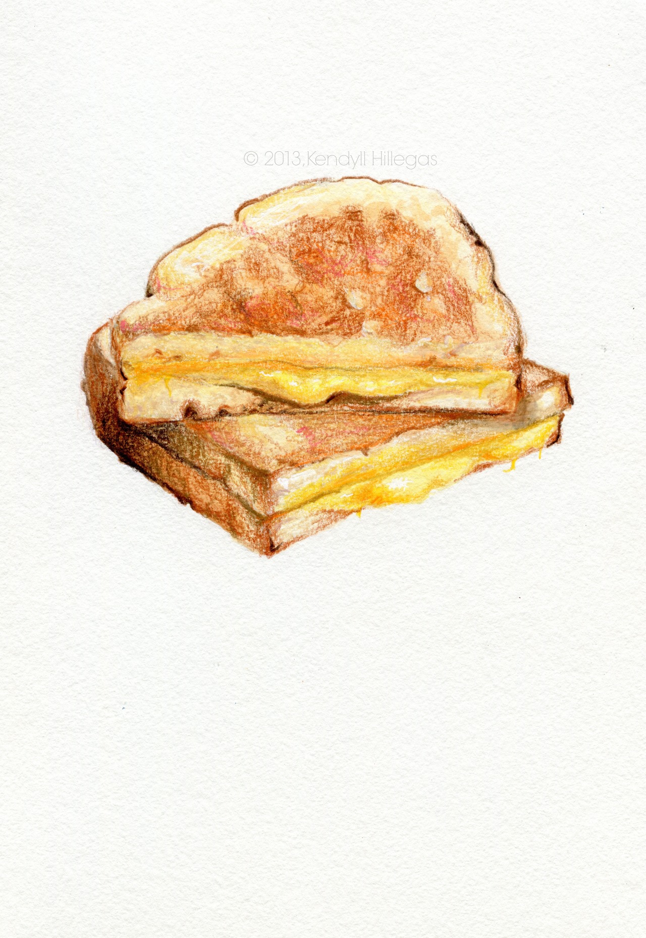 Kendyll Hillegas | Grilled cheese, 2013 Watercolor, colored pencil, gouache, 11x7.5 | Tumblr, Facebook