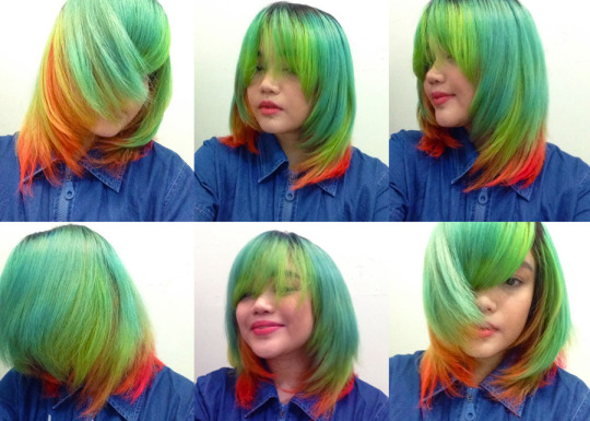 Fluorescent Glow & Mandarin on Top of Faded Blue & Pink = Neon Green &  Orange! – More than 1 Colour – Hair Dye Forum