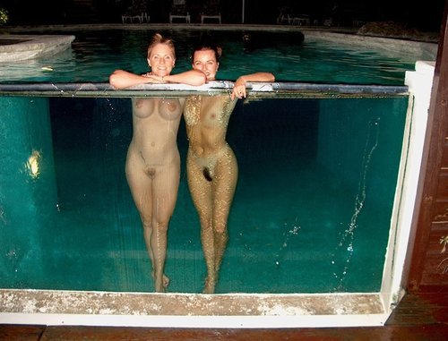 Nude girls at pool party