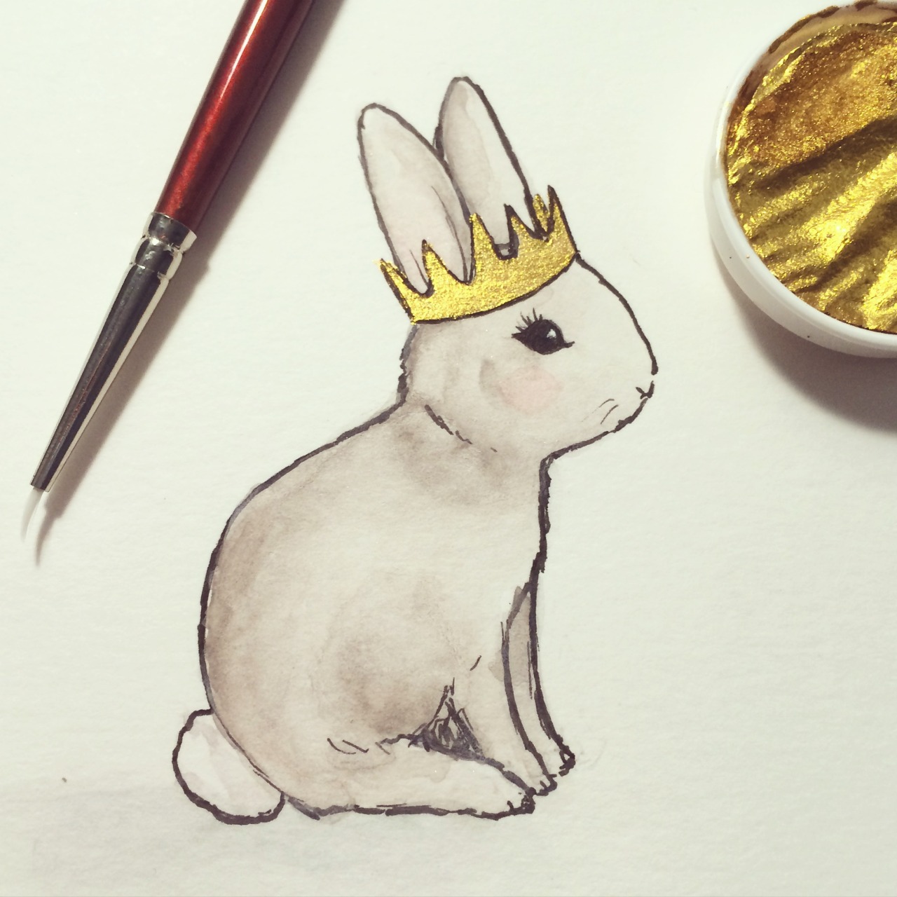 *  ink &amp; watercolor princess bunny  www.ekatearcher.com