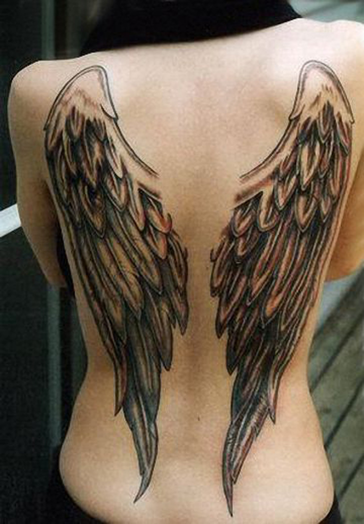 Angel devil girl tattoo drawing