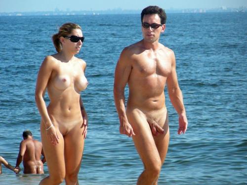 Nudist couples sex on beach