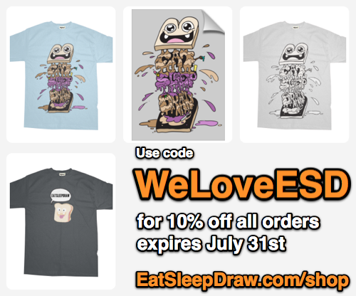 eatsleepdraw: Use code WeLoveESD for 10% off all orders. Expires July 31st. EatSleepDraw.com/Shop 