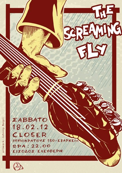 the Screaming Fly live.  Poster by Johnny Negri Art