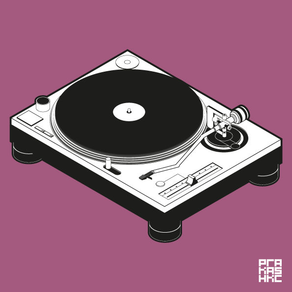 Isometric illustration of a Technics 1200 turntable. :) If you like there&rsquo;s more over at http://prakashkc.tumblr.com