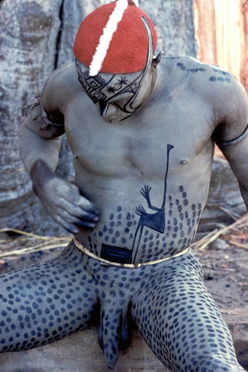 Naked african tribe man