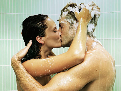 Mature couples sex in the shower