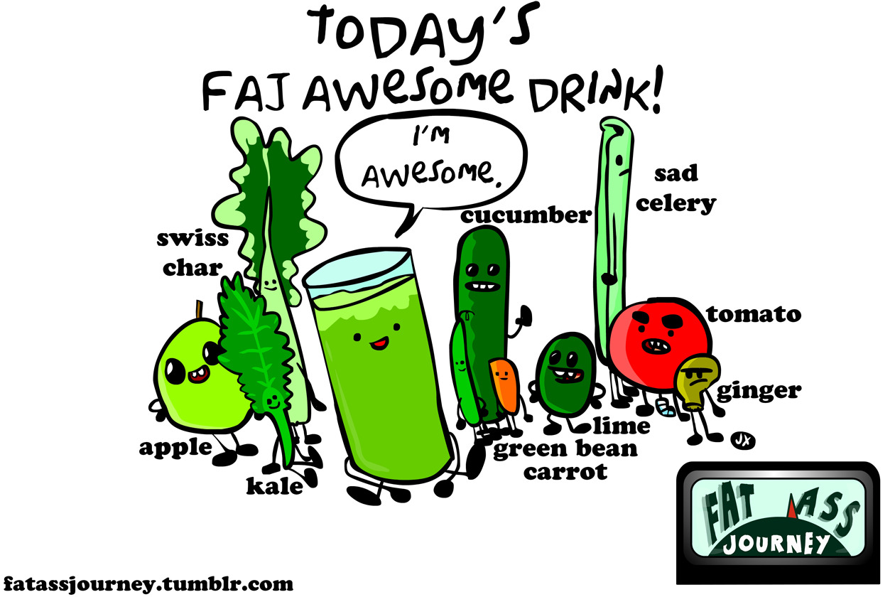 fatassjourney: So we recently acquired a juicer for the FAJ headquarters, and we made this AWESOME concoction in the lab today! It was AWESOME. Follow us on our Fat Ass Journey! Awesome! Fat Ass Journey!!! 2 Fat Brothers on a Fat Ass Journey to get SLIM. -Jeaux 
